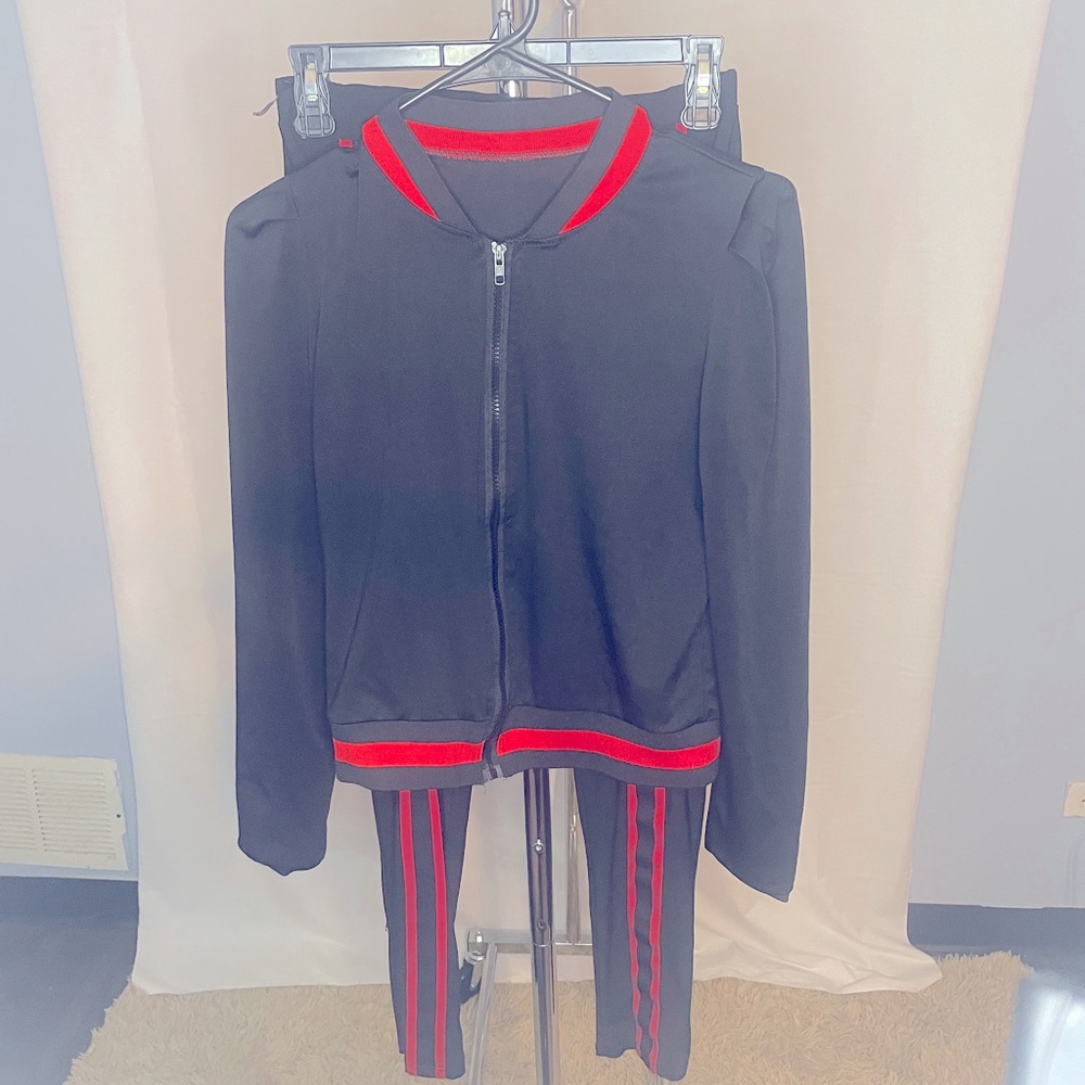 Black/Red Two Piece Track Suit